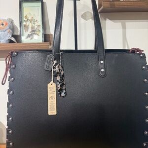 Coach Black Tote Bag with Silver Accents